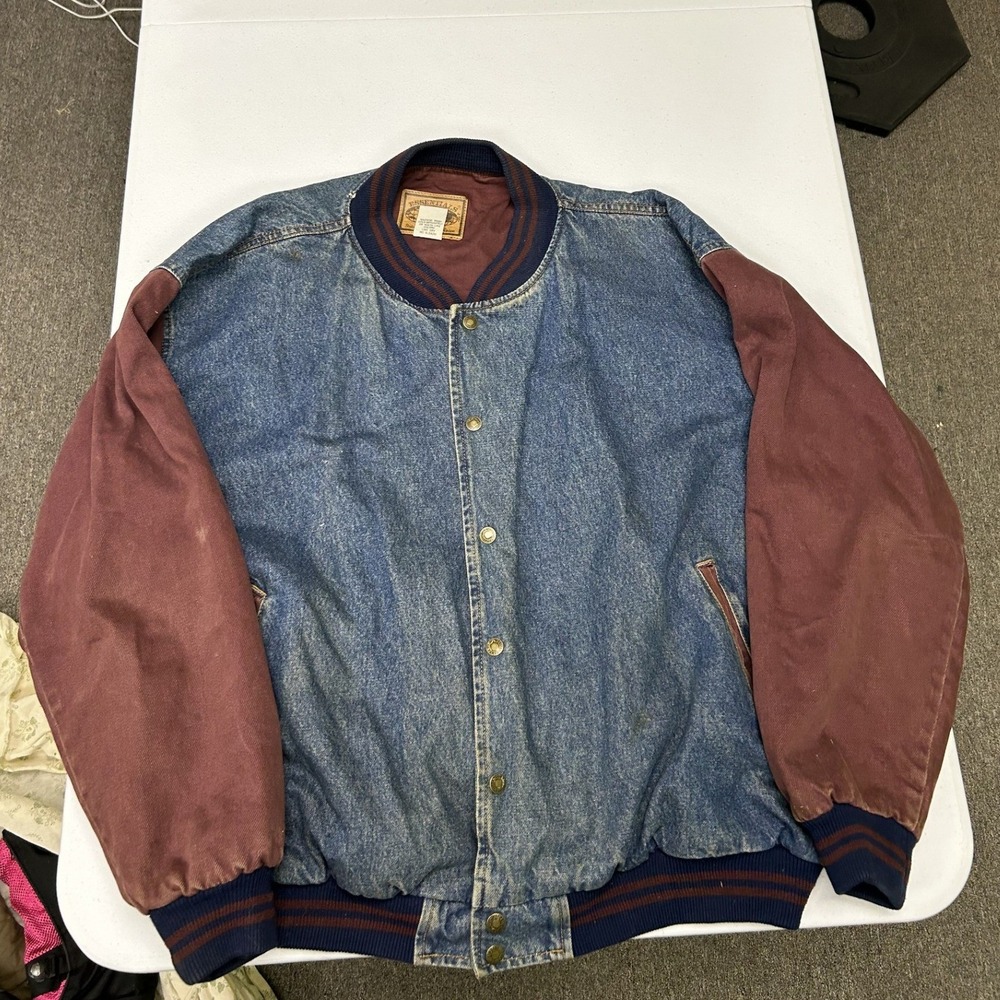 Essentials International Choice Bomber Jacket womans 2X Blue Denim Varsity